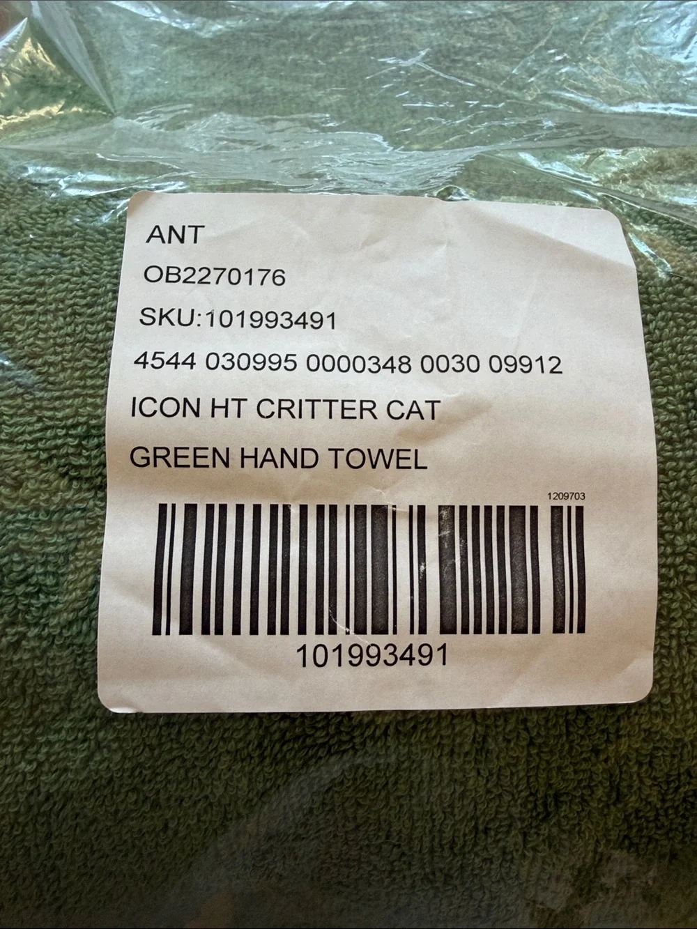 Anthropologie Green Embroidered Hand Towel with Pink Accent